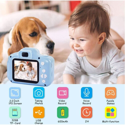 (Bleu) Caméra LCD pour enfants - Mini jouet numérique 2