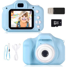 (Azul) Cámara LCD para niños - mini cámara digital de juguete