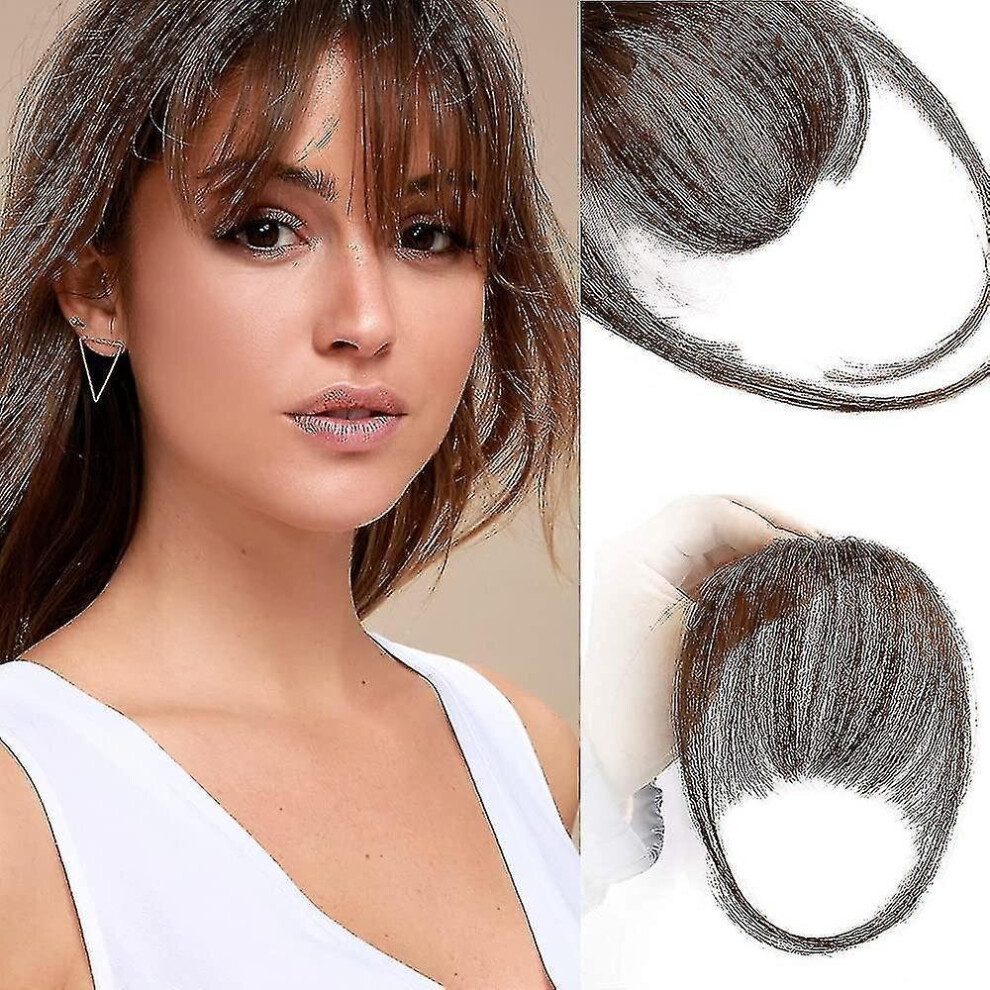 Hkhbjs Clip In Bangs 100% Human Hair Extensions Reddish Clip On Fringe Bangs With Nice Net Natural Fl Brown