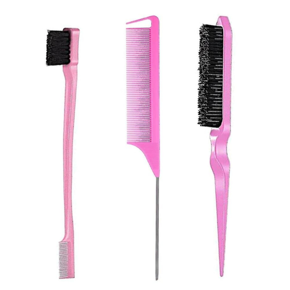 Hkhbjs 3 Pieces Hair Styling Comb Set Teasing Hair Brush Rat Tail Comb Edge Brush For Edgeback Brushing, C Not,Specified