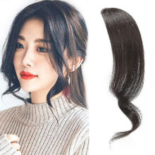2pcs Wave Side Bang Clip In Bangs Real Human Hair Wave Fringe Hair Extensions(natural Black Color)