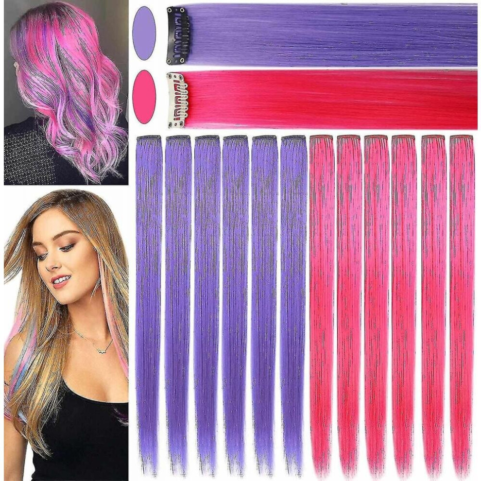 Colored Hair Extensions Clip In 21 Inch Straight Rainbow Hair Extensions Accessories
