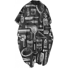 Adults' Black Smock Cape With Patterns For Barbers Hair Salon, Perfect For Cutting