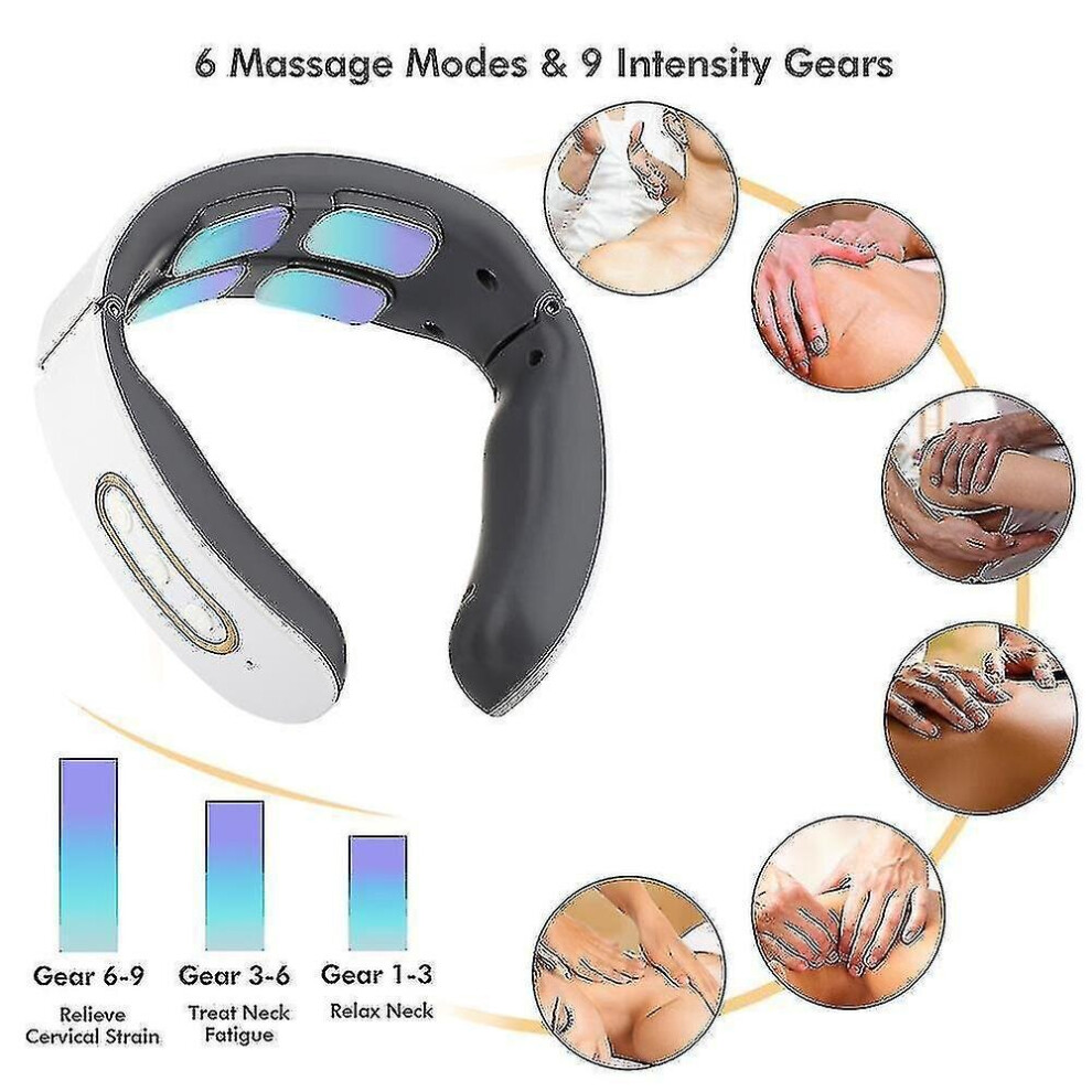 Hkhbjs Smart Ems Pulse Neck Massager Usb Rechargeable Cervical Traction Therapy Massage Stimulator