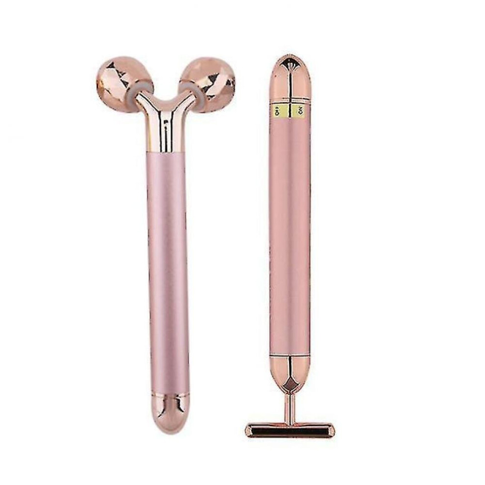 Hkhbjs Gold 3D Roller Facial Lift Massager Anti-Wrinkle Facial Massager Electric Jade Roller [Rose ]