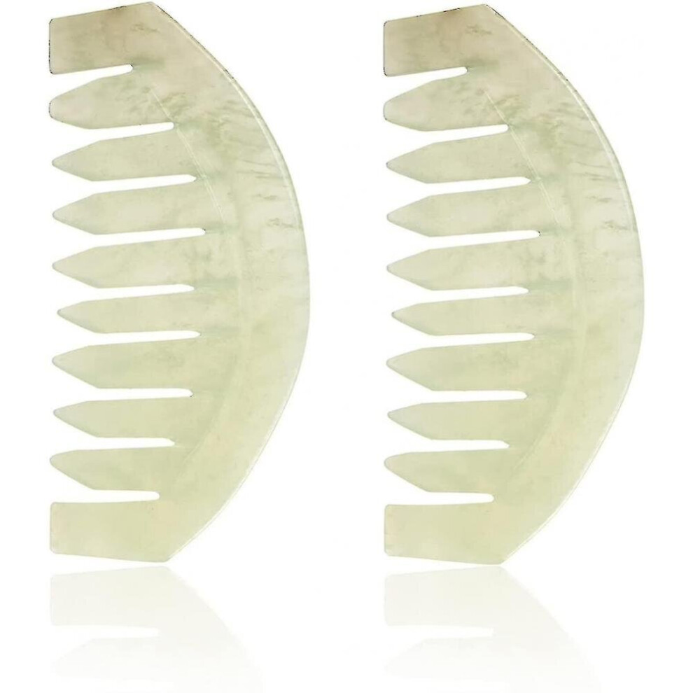 Hkhbjs Jade Massage Comb Traditional Natural Jade Acupuncture Head Treatment Trigger Point Care
