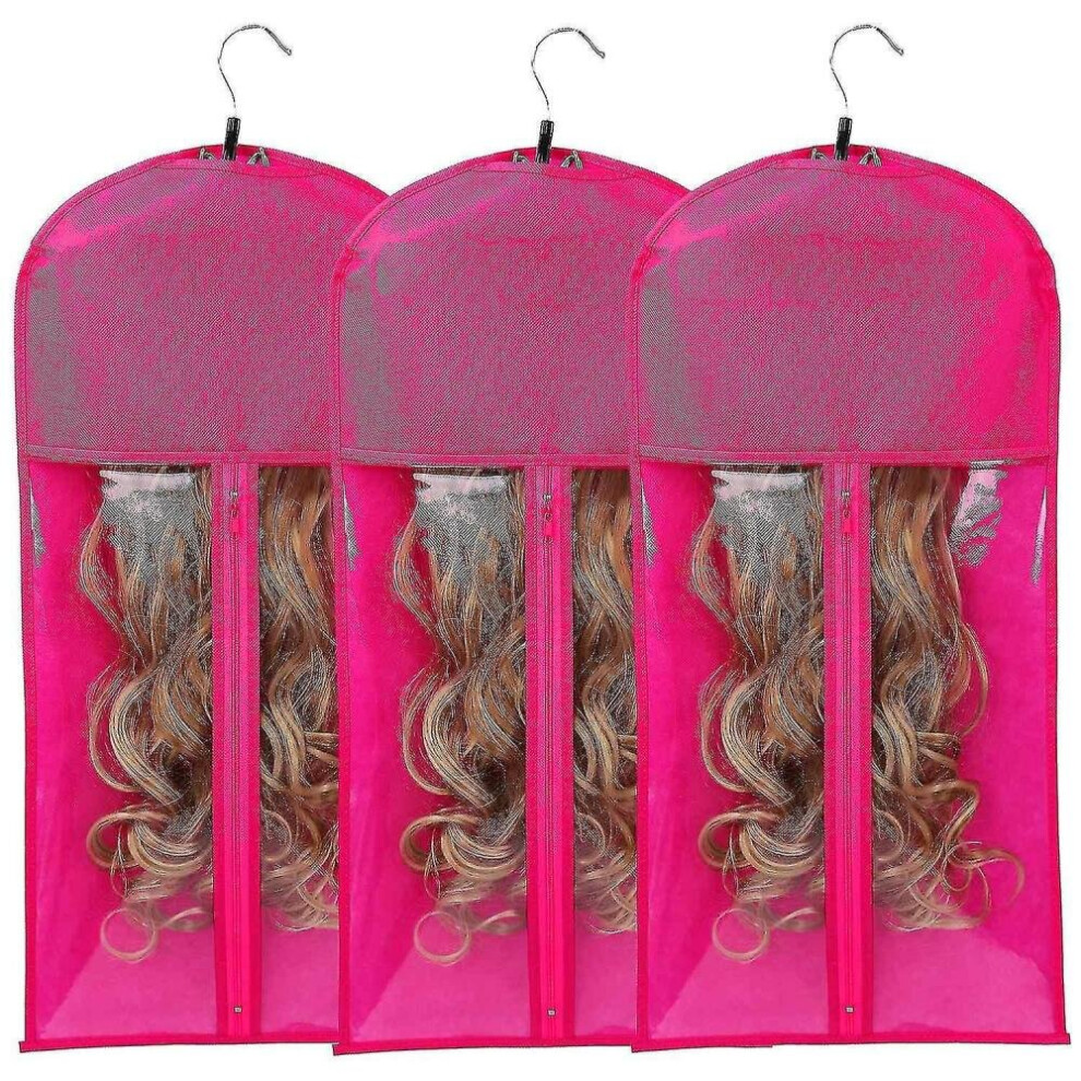 Hkhbjs Wig Bags Storage With Hanger - 3 Packs Wig Storage For Multiple Wigs Hair Extension Storage Bag Hair Not,Specified