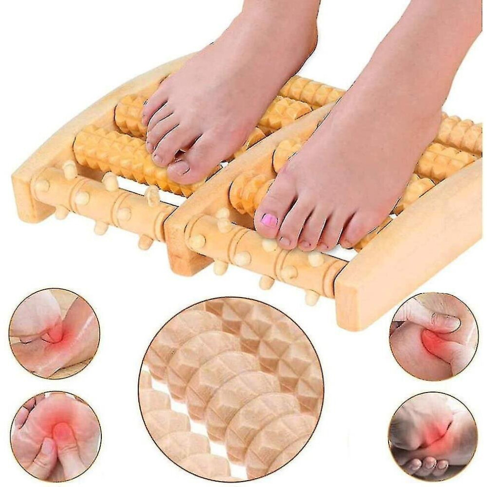 Hkhbjs Foot Massage Roller, Dual Wooden Foot Roller For Edema, Plantar Fasciitis, Foot Pain Relief