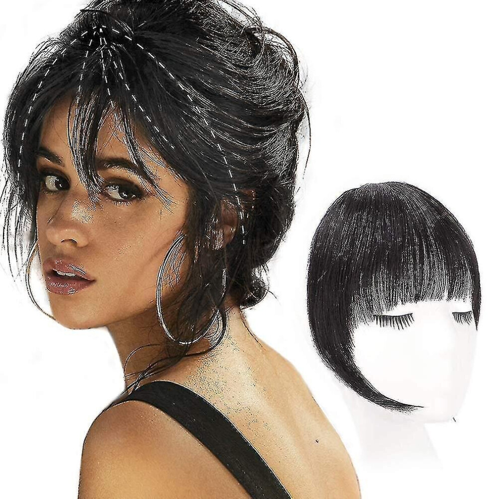 Hkhbjs Clip In Bangs 100% Human Hair Extensions Natural Color Clip On Fringe Bangs With Nice Net