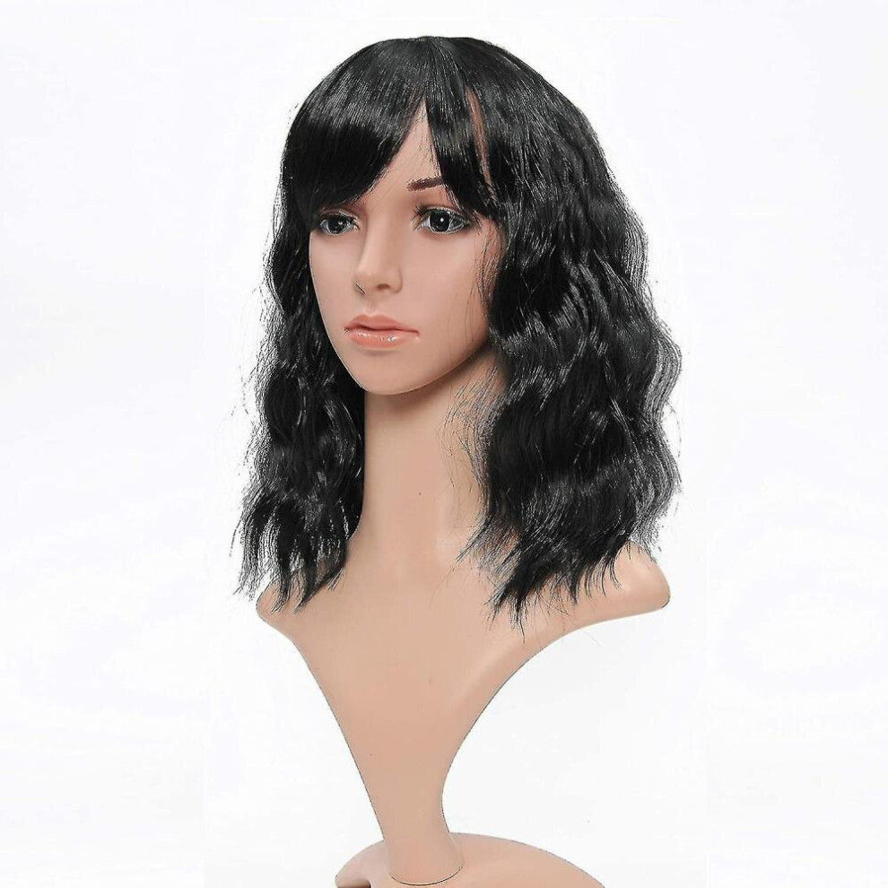Hkhbjs Unisex Not,Specified Short Wavy Wigs Bob Wigs With Air Bangs Shoulder Length
