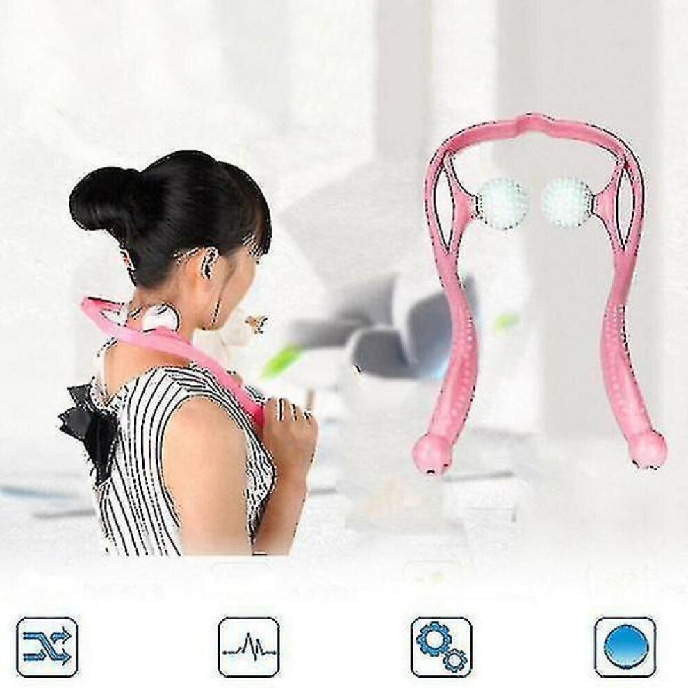Hkhbjs Pink Neck Control Roller Relief Fatigue Massage(Pink)