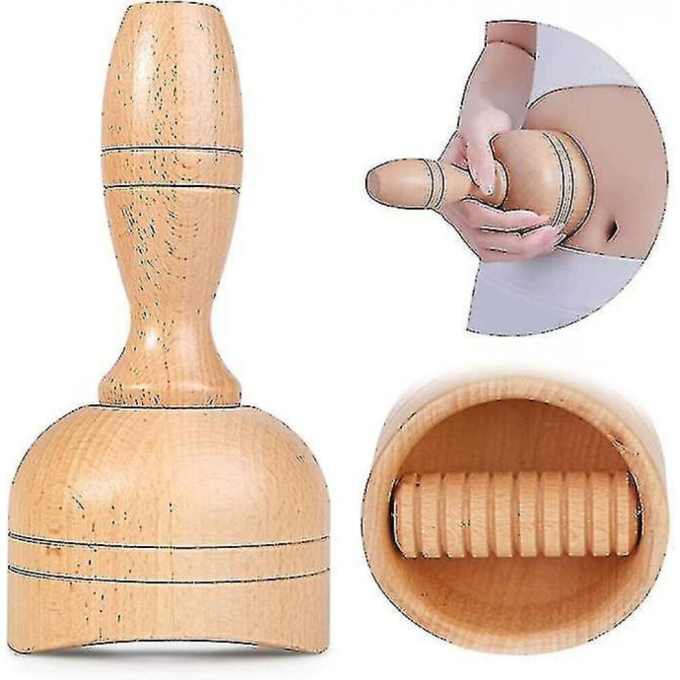 Hkhbjs Handheld Wood Swedish Cup With Roller Wooden Therapy Massage Cups Lymp