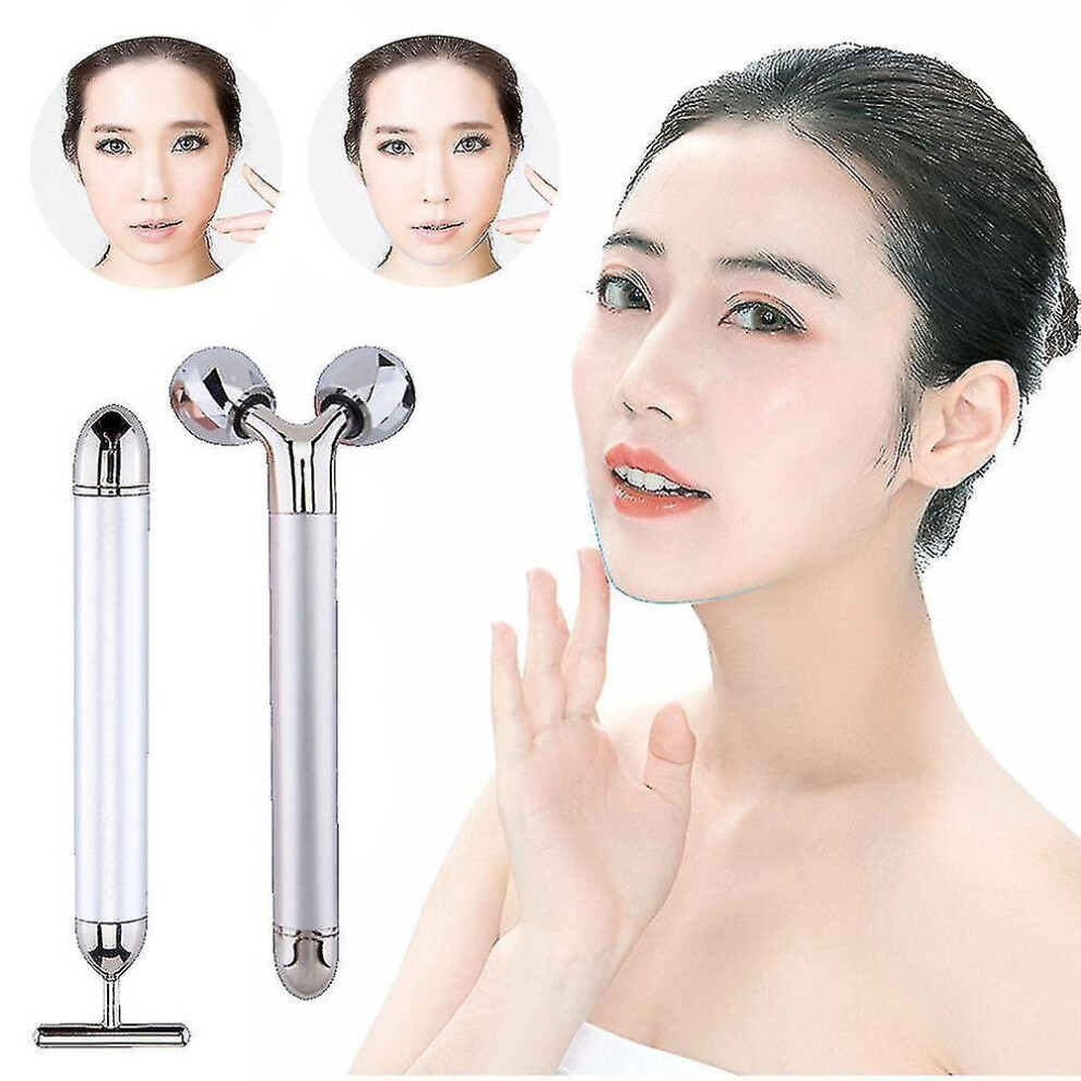 Hkhbjs 3D Roller Facial Lift Massager Anti-Wrinkle Facial Massager Electric Jade Rollersilver