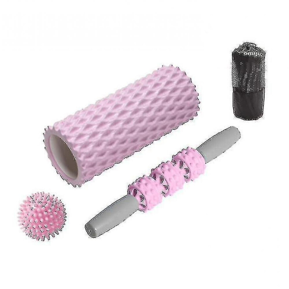 Hkhbjs Pink 3Pcs Yoga Massager Fitness Equipment,Yoga Column Massage Stick Yoga Ball