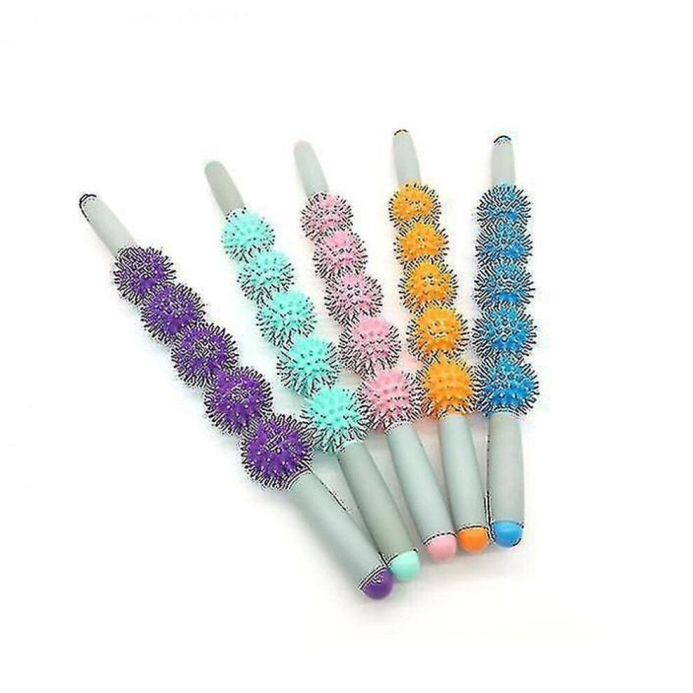 Hkhbjs Purple 5 Balls Back And Neck Massager,Massage Stick Hedgehog Ball, Relax Muscle Fitness Exercise
