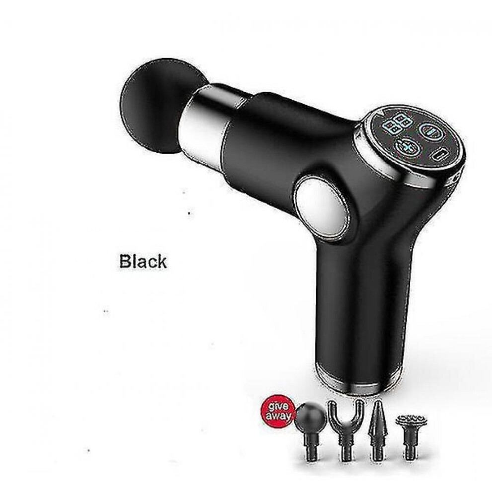 Hkhbjs Black Mini Massage Gun Lcd Display Massager Deep Muscle Massage Vibrator Fascia Gun Color