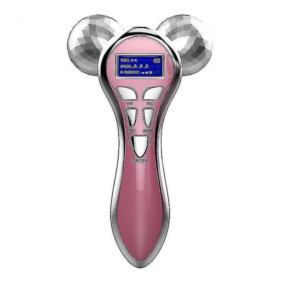 Hkhbjs Pink 4D Microt Pulse Roller Beauty Apparatus Multifunctional Facial Apparatus(Pink)