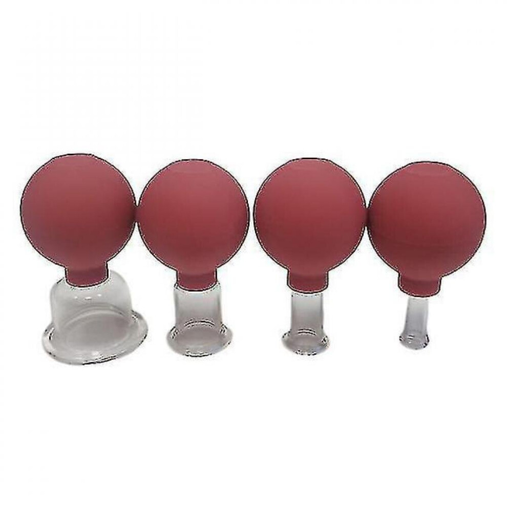 Hkhbjs 4Pcs Facial Vacuum Cupping Cans Silicone Suction Jars Anti Wrinkle Therapy Face Massager Chinese