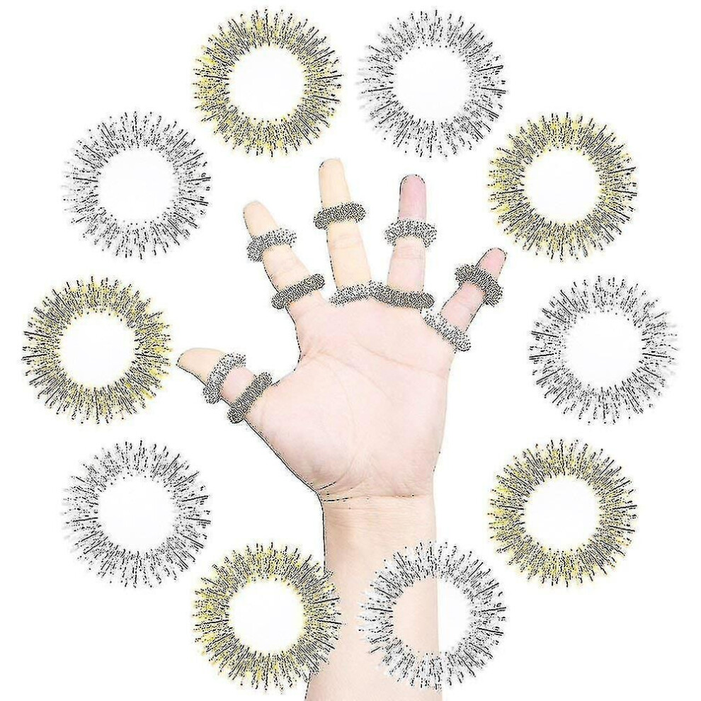 Hkhbjs Gold Chinese Medicine Pain Therapy Finger Circulation Massage Ring(Gold)