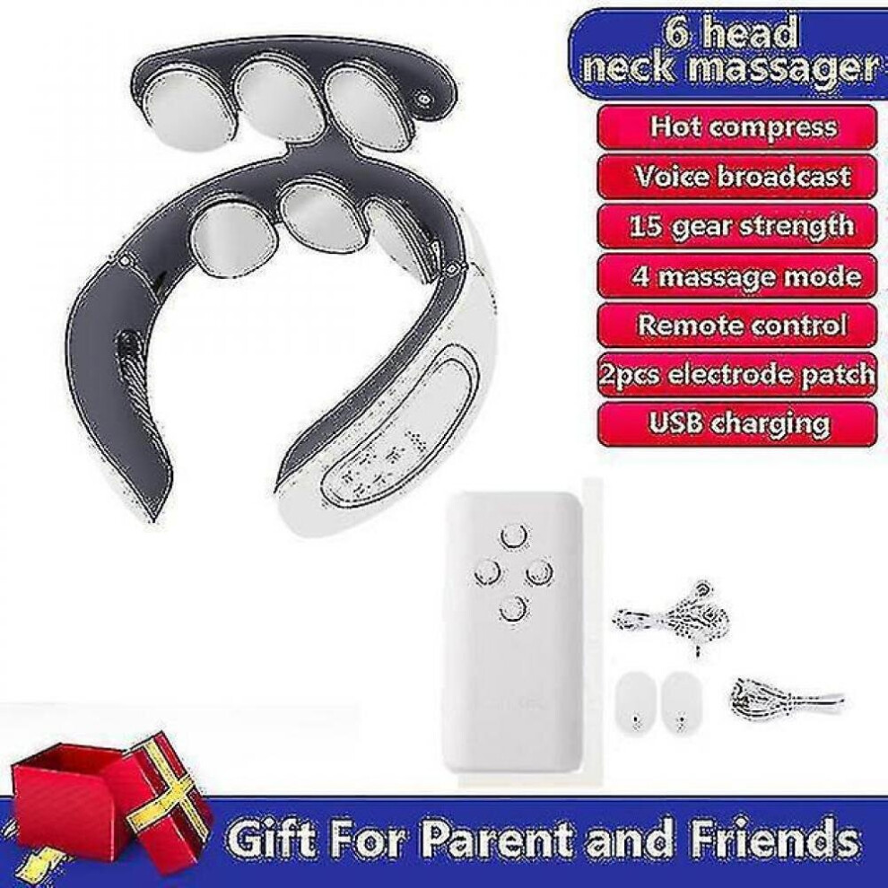 Hkhbjs Remote Control 6 Head Neck Massager Infrared Heating Pulse Cervical Spine Massage Physiotherapy Neck