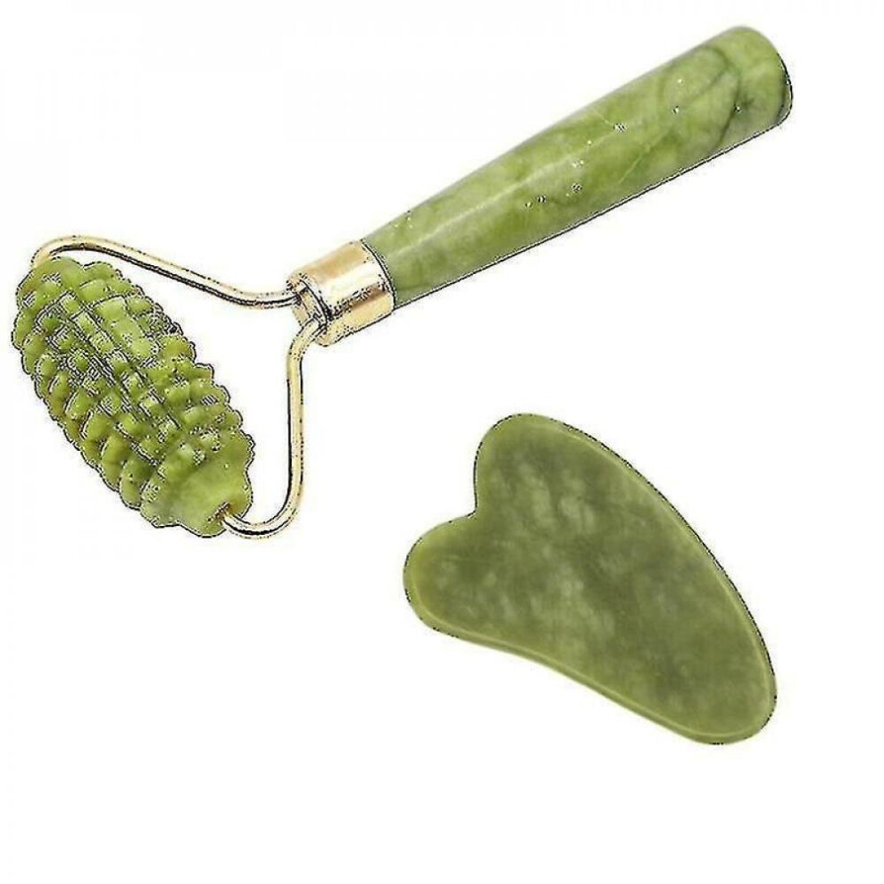 Hkhbjs Double Heads Jade Stone Face Lift - Facial Massage Roller