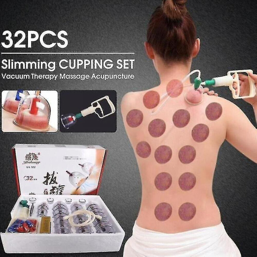 Hkhbjs 32 Cups Cupping Set With Pump Hijama Cupping Therapy Set Acupoint Massage Kit
