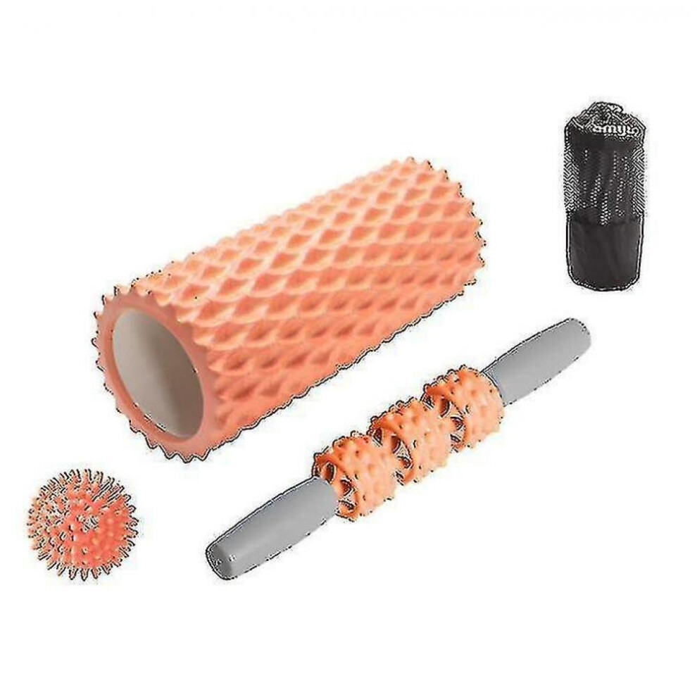 Hkhbjs Orange 3Pcs Yoga Massager Fitness Equipment,Yoga Column Massage Stick Yoga Ball