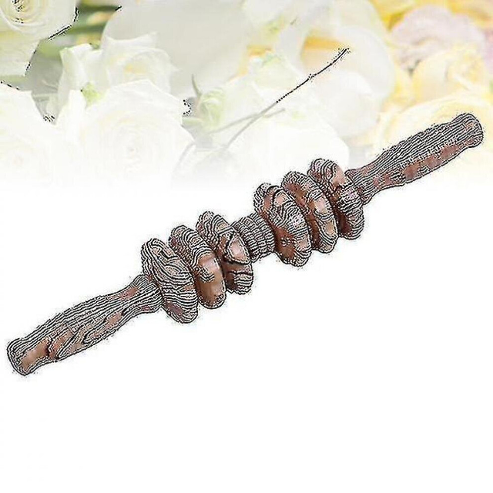 Hkhbjs Durable Gear Acupressure Massager Wooden Handle Back Roller Manual Body Muscle Stick Massager