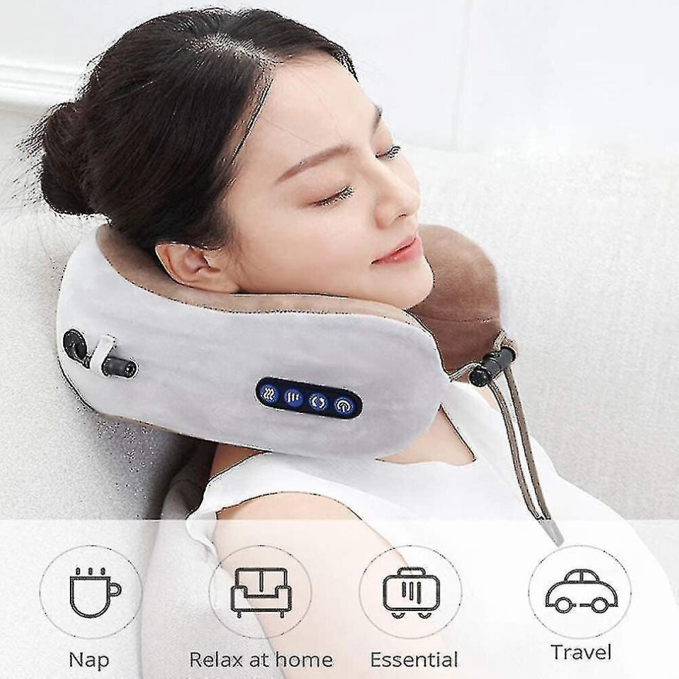 Hkhbjs 3Modes Electric Neck Massager U Shaped Pillow Multifunctional Portable Shoulder Cervical Massager