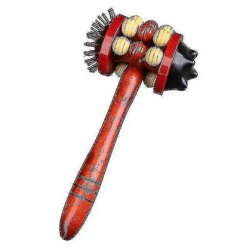 Hkhbjs Handle Wooden Roller Massager Hammer Stick Knock Massager With Comb Roller And Needle For Blood