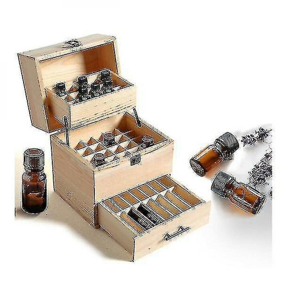 Essential Oil Storage Box Wooden Slots Aromatherapy Container