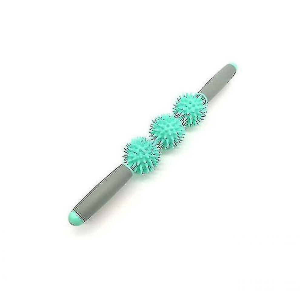 Hkhbjs Green 3 Balls Back And Neck Massager,Massage Stick Hedgehog Ball, Relax Muscle Fitness Exercise