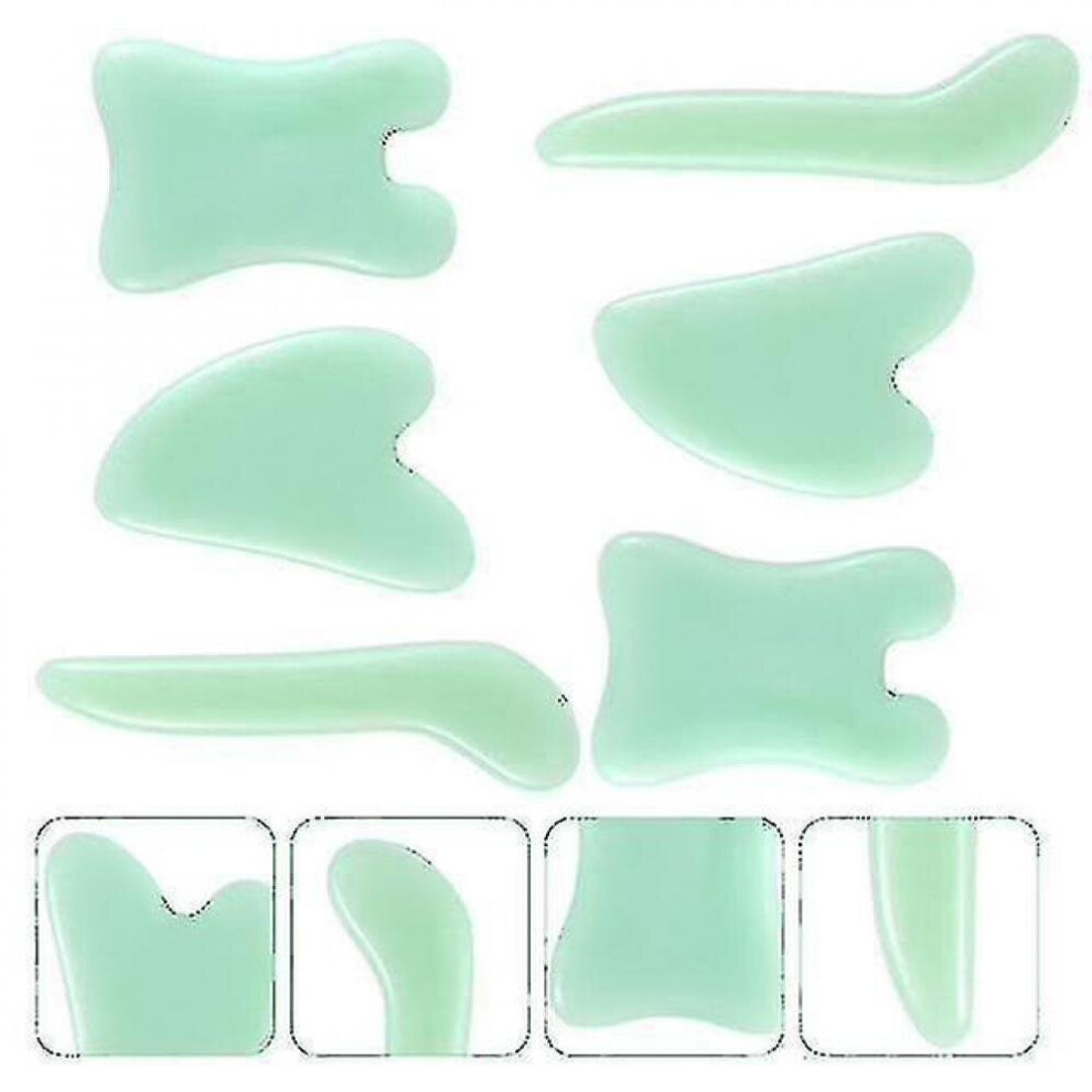 Hkhbjs 6Pcs Tools Face Scraping Board Natural Jade Guasha Board