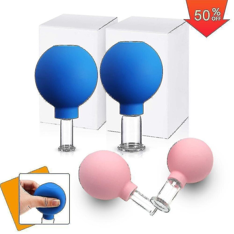 Hkhbjs 4Pcs Glass Suction Cup Facial Massage Set Vacuum Cupping Rubber Head Anti Cellulite Massager Jar