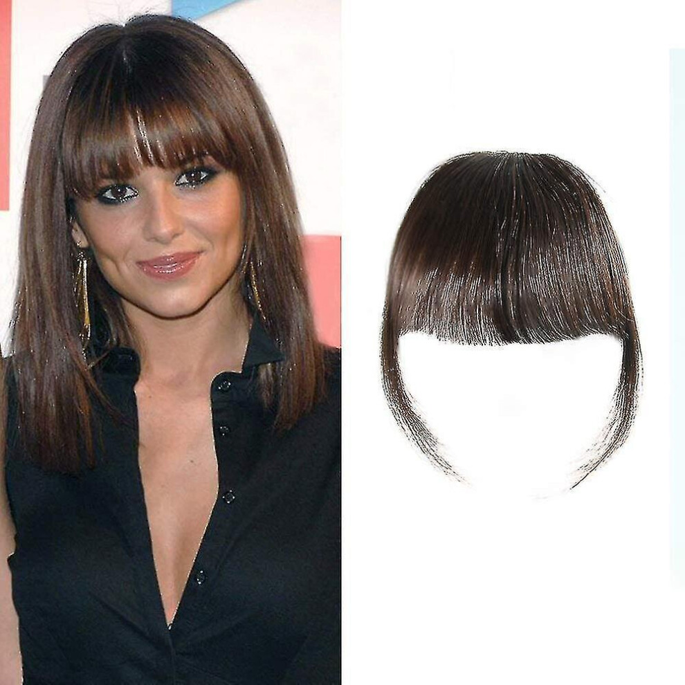 Hkhbjs Clip In Bangs Dark Brown Human Hair Bang Fringe Hair Real Natural Bangs Fashion Clip In Hair Extensi