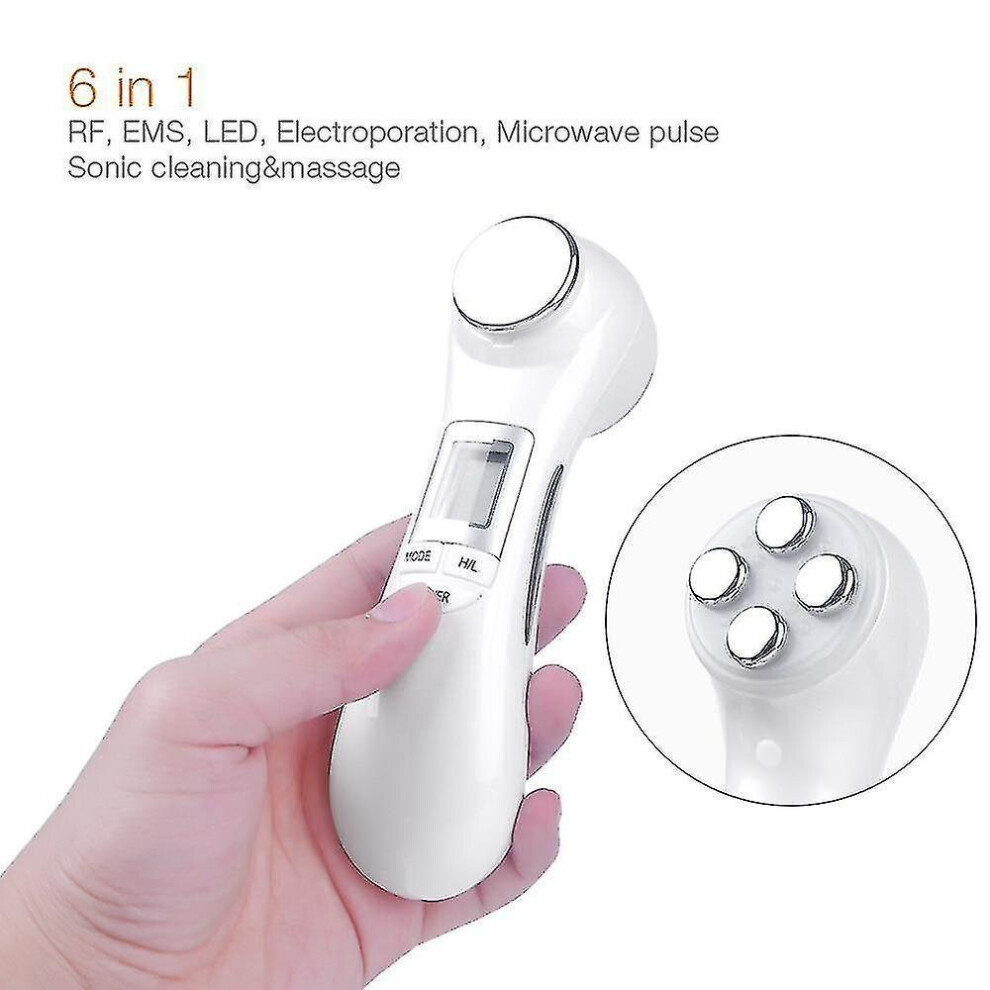 Hkhbjs 6 In 1 Led Rf Photon Therapy Facial Skin Ems Ion Mesotherapy Massager|Home Use Beauty Devices