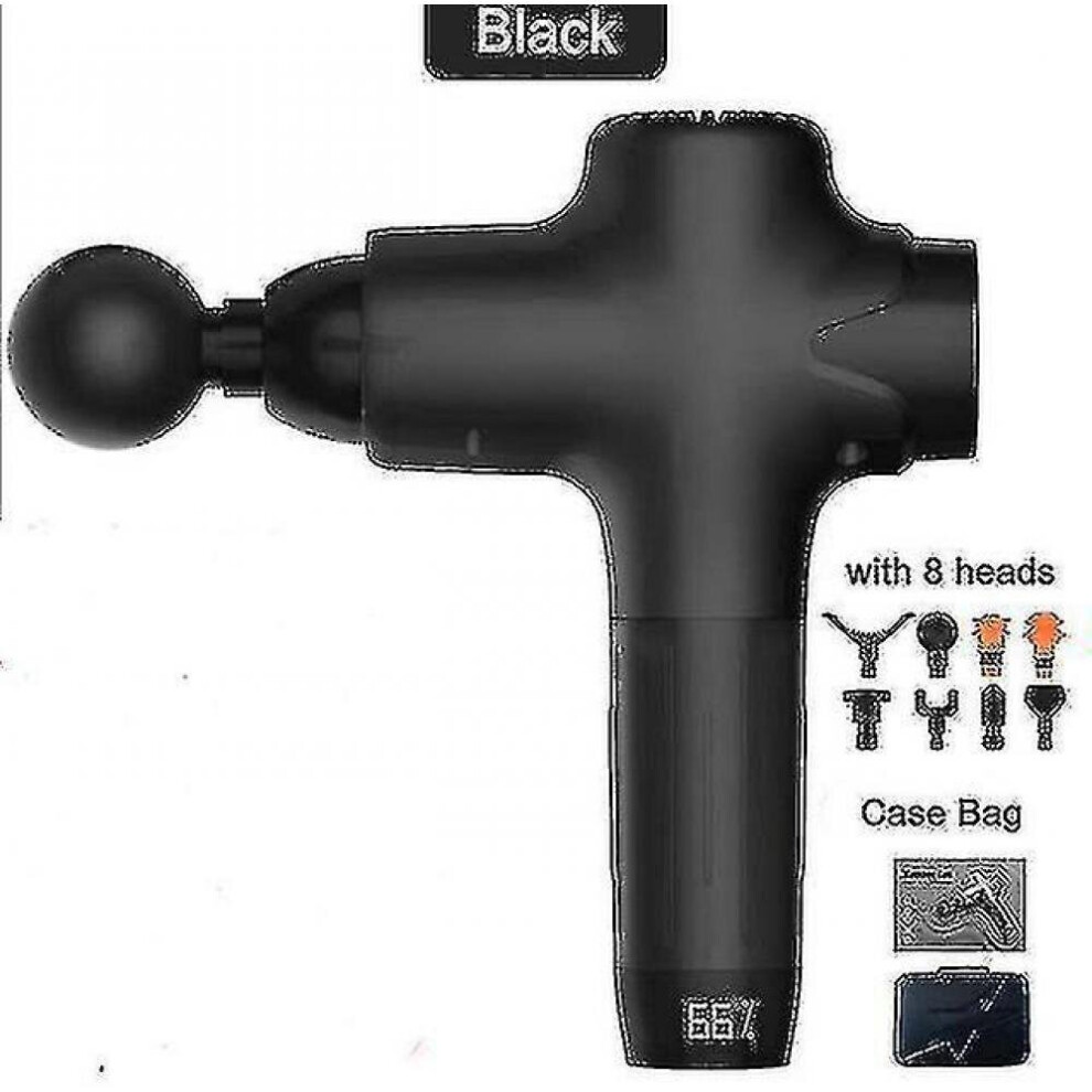 Hkhbjs Rechargeable Massage Gun Professional Deep Tissue Handheld Massager 8 Heads 6 Adjustable Modes Led