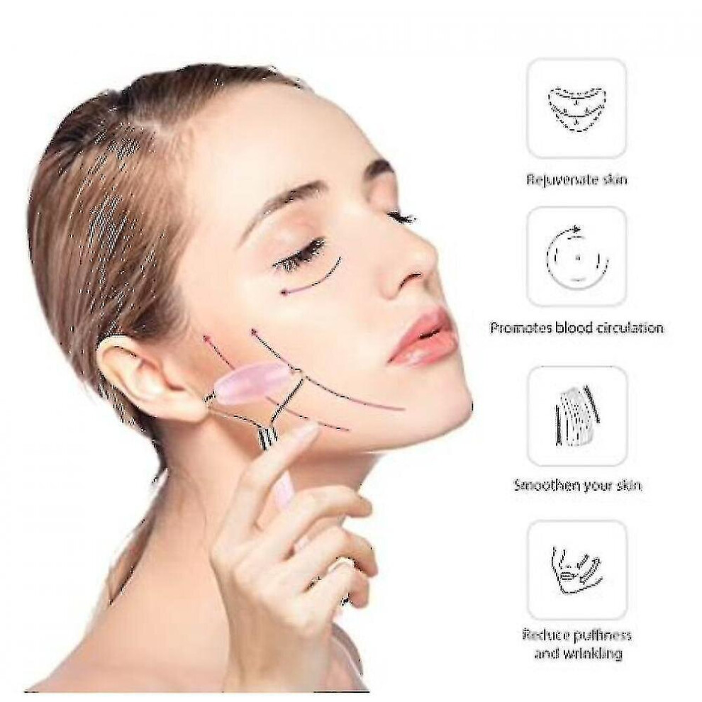 Hkhbjs Pink Jade Roller Gua Sha, Face Roller, Facial Beauty Roller Skin Care Tools(Pink)