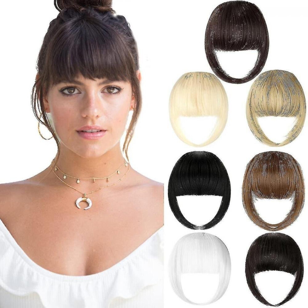 Hkhbjs Unisex Dark Bangs Hair Clip Extension French Bang Clip In Thick Natural Full Front Neat Bangs Straight Fringe
