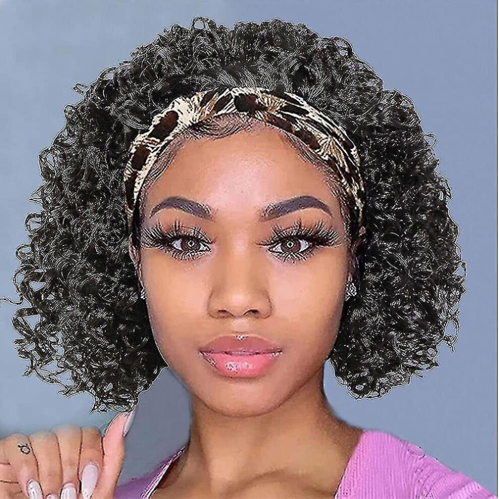 Hkhbjs Headband Wig Synthetic Wig Natural Looking Headband Attached Glueless Wigs Black