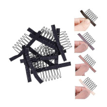 50 Pcs/lot Wig Combs For Making Wig Caps 7-teeth Wig Clips Steel Teeth With Cloth Wig Combs For Hair