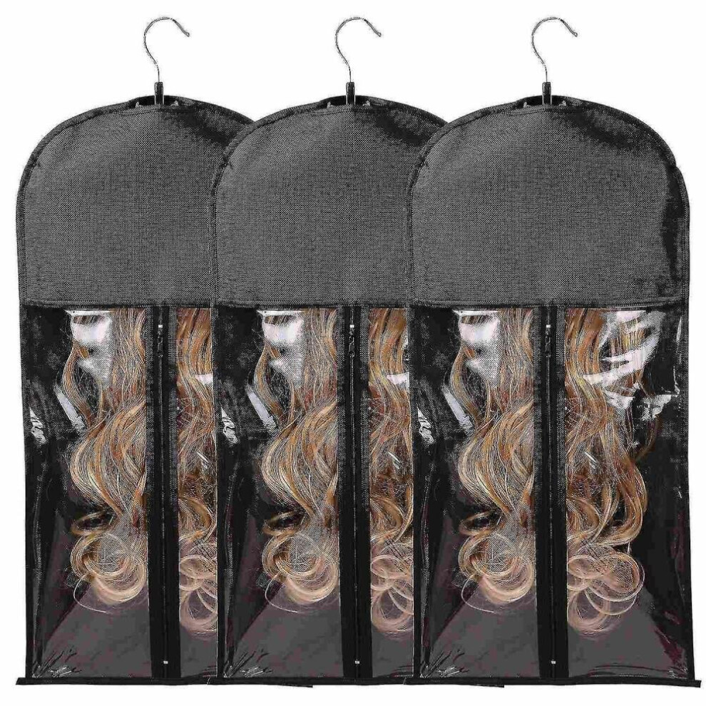 Wig Bags Storage With Hanger- 3pcs Hair Extensions Storage Bag Hair Hangers