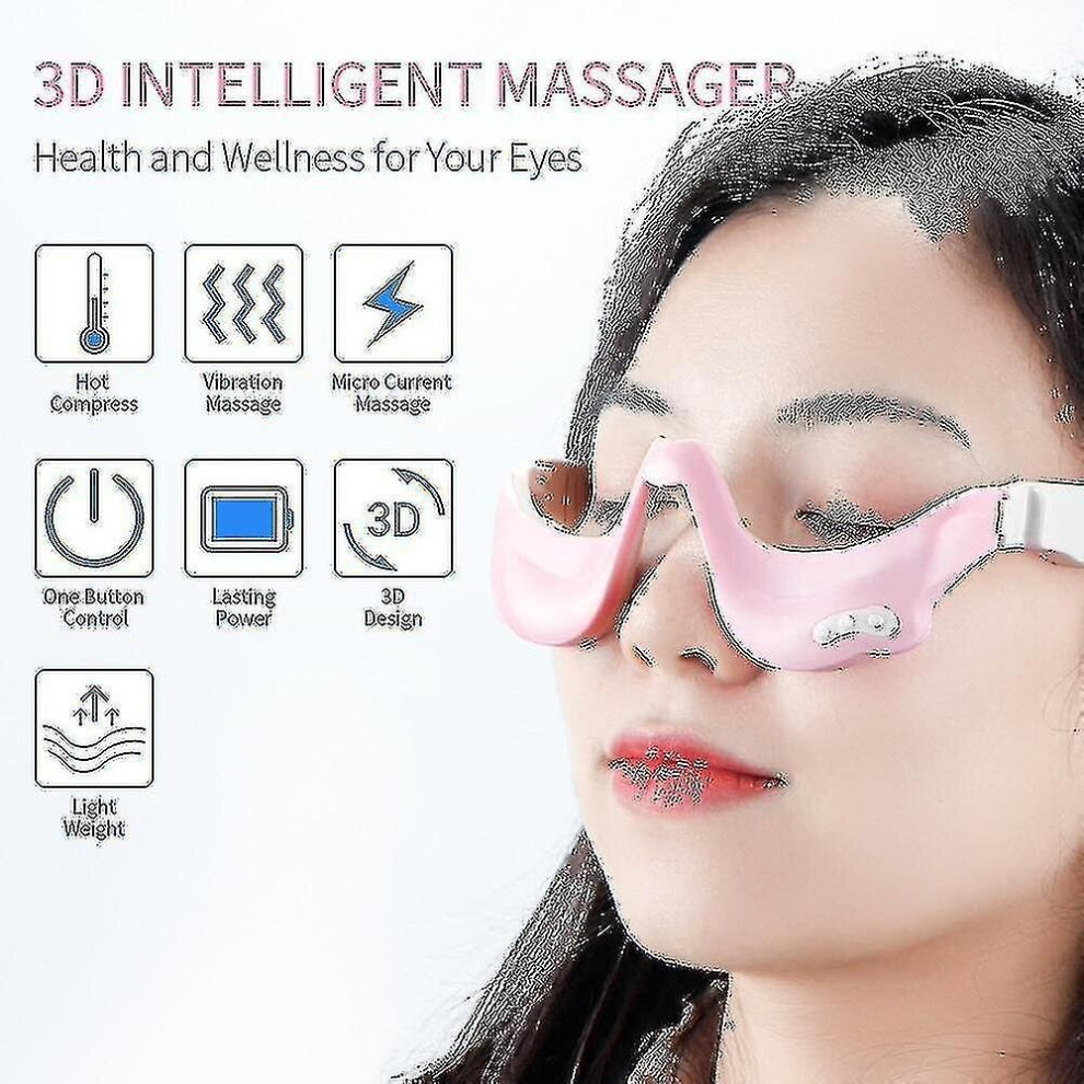 Hkhbjs Zysd 3D Ems Micro-Current Pulse Eye Relax Massager Heating Therapy Acupress