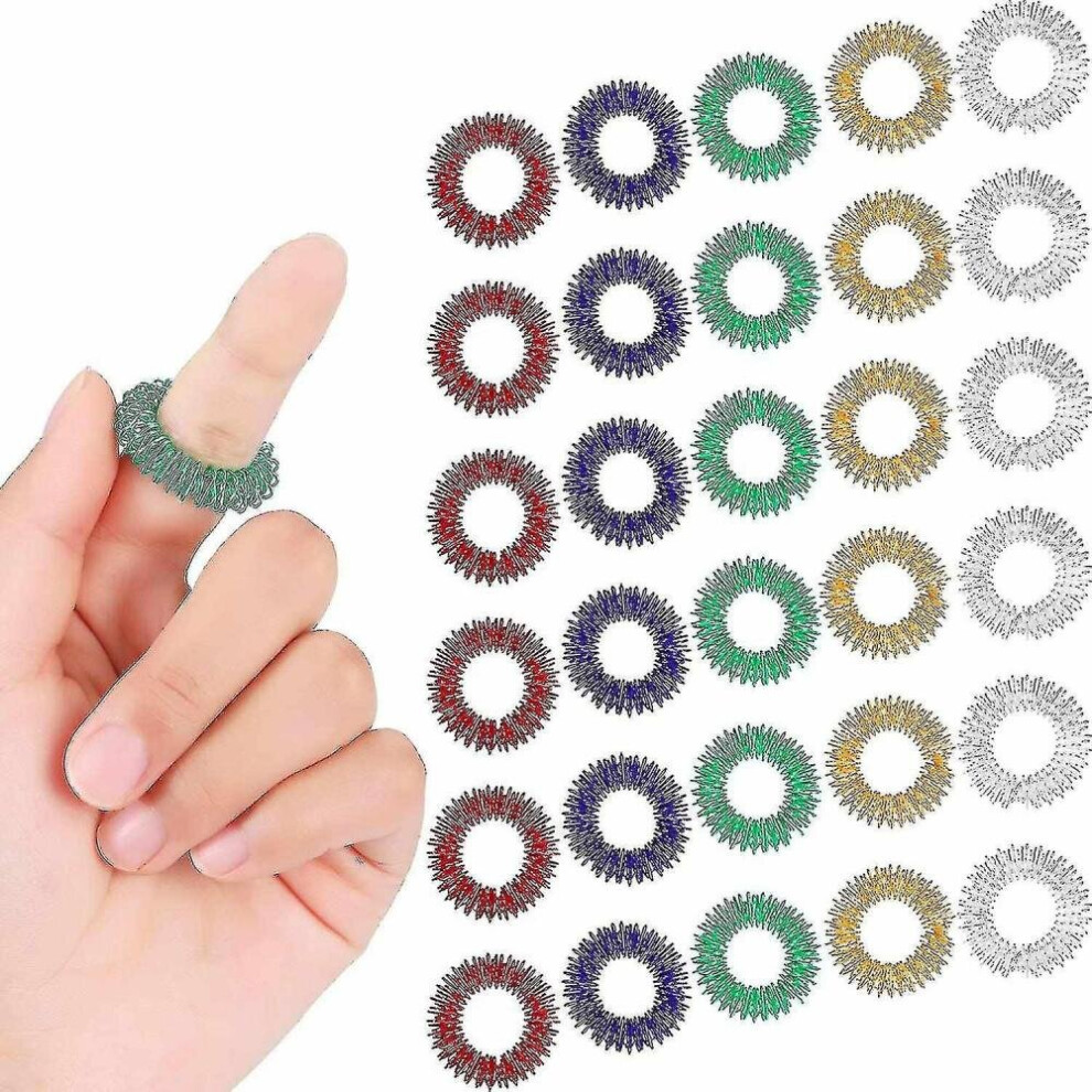 Hkhbjs 30 Pieces Finger Massage Ring Prickly Sensory Finger Ring