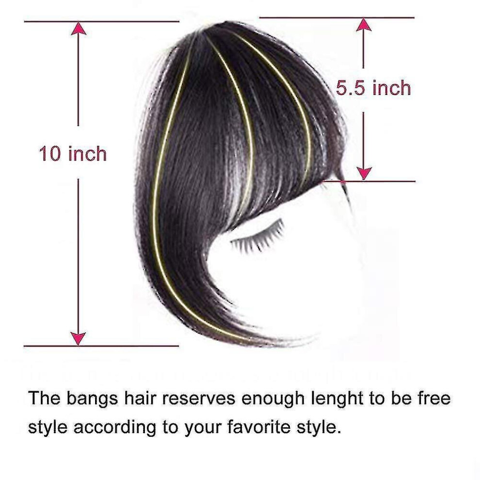 Hkhbjs Unisex Black Clip In Bangs 100% Human Hair Extensions Clip On Fringe Bangs With Nice Net Natural Flat Neat