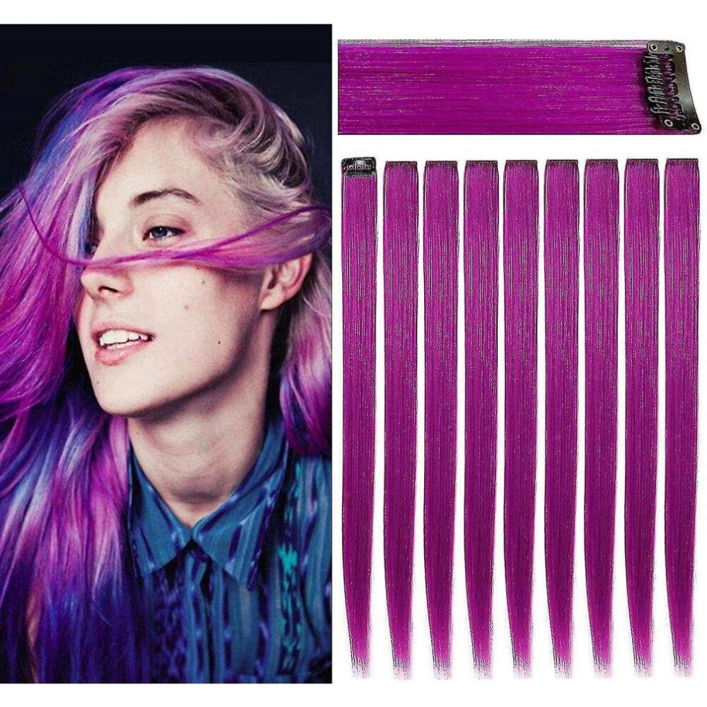 Hkhbjs 9Pcs 21" Colored Clip In Hair Extensions Hair Extensions Purple