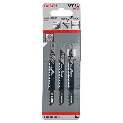 Bosch Bosch 2608637559 Basic Wood Jigsaw Blade, Blue, Pack of 3 1