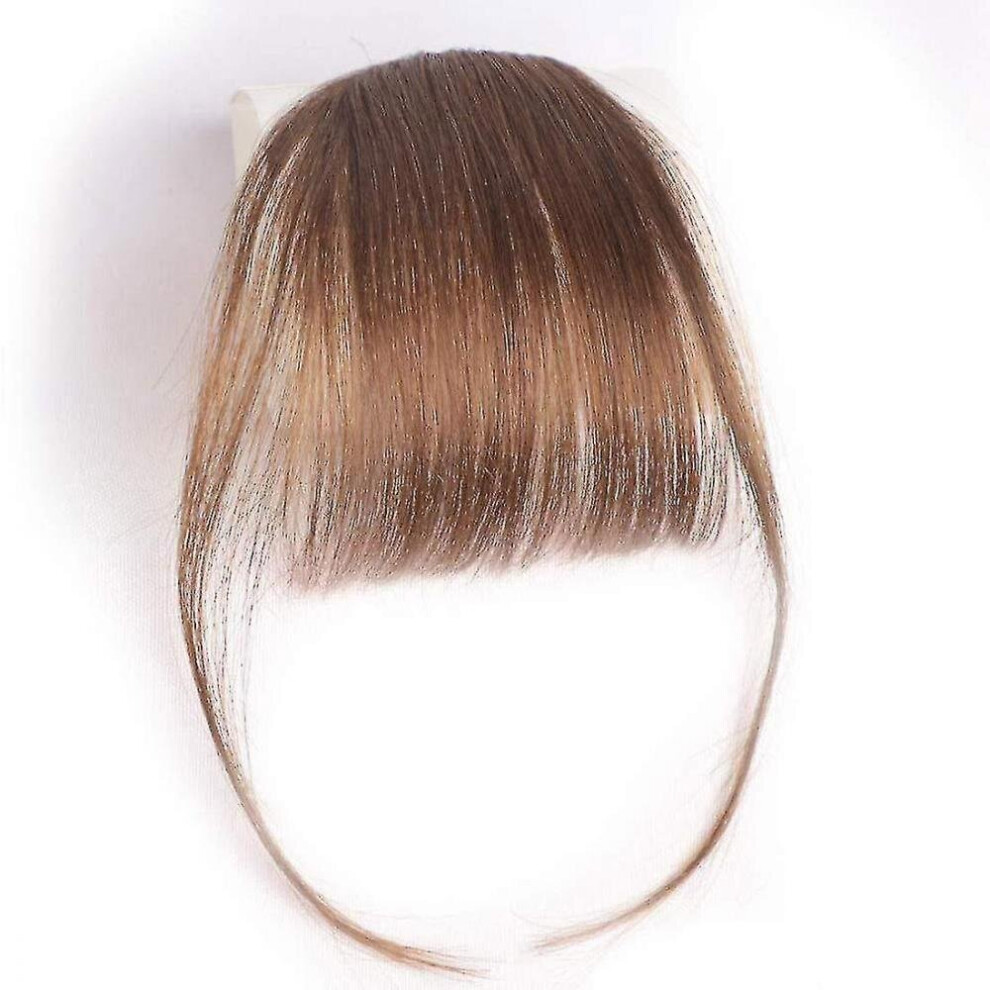 Hkhbjs Unisex Light Clip In Air Bangs Remy Human Hair Extensions One Piece Front Neat Air Fringe Hand Tied Straight Flat