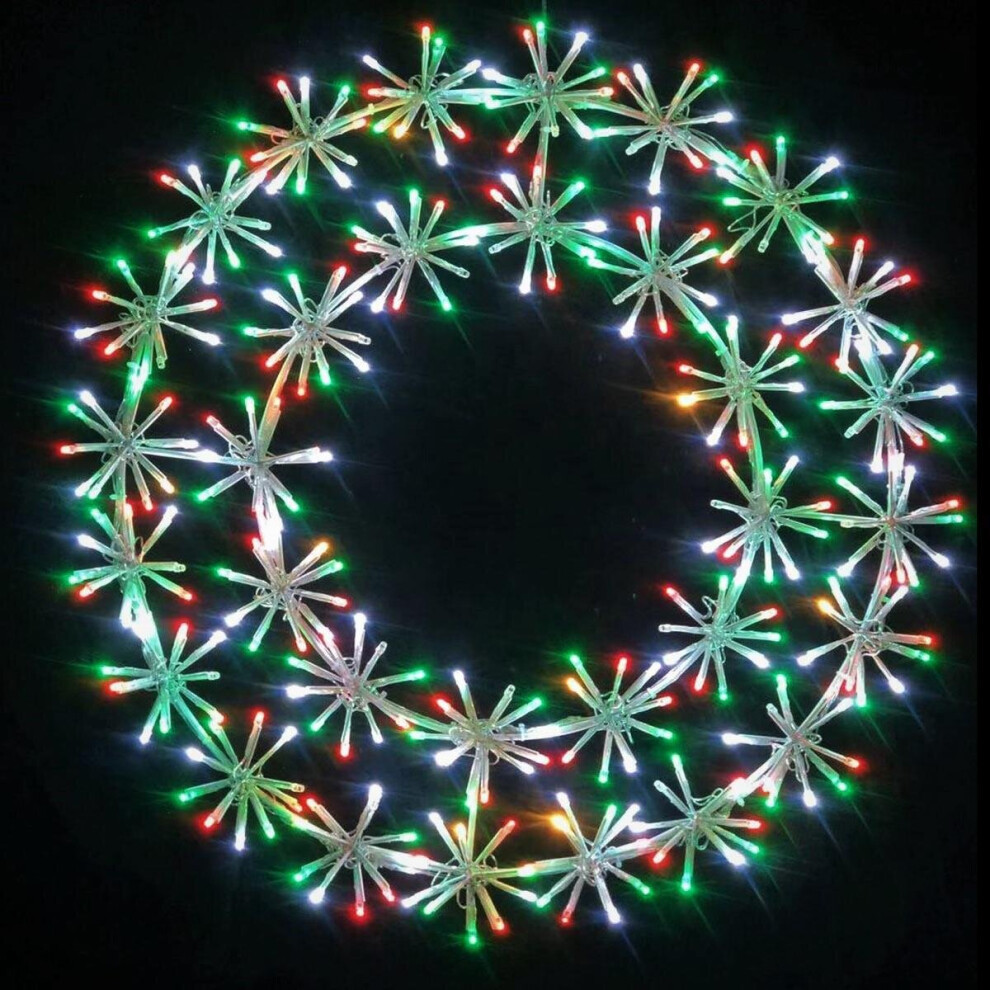 (Multicolour, Wreath) Christmas Lights Silhouette Twinkling Starburst Hanging Outdoor