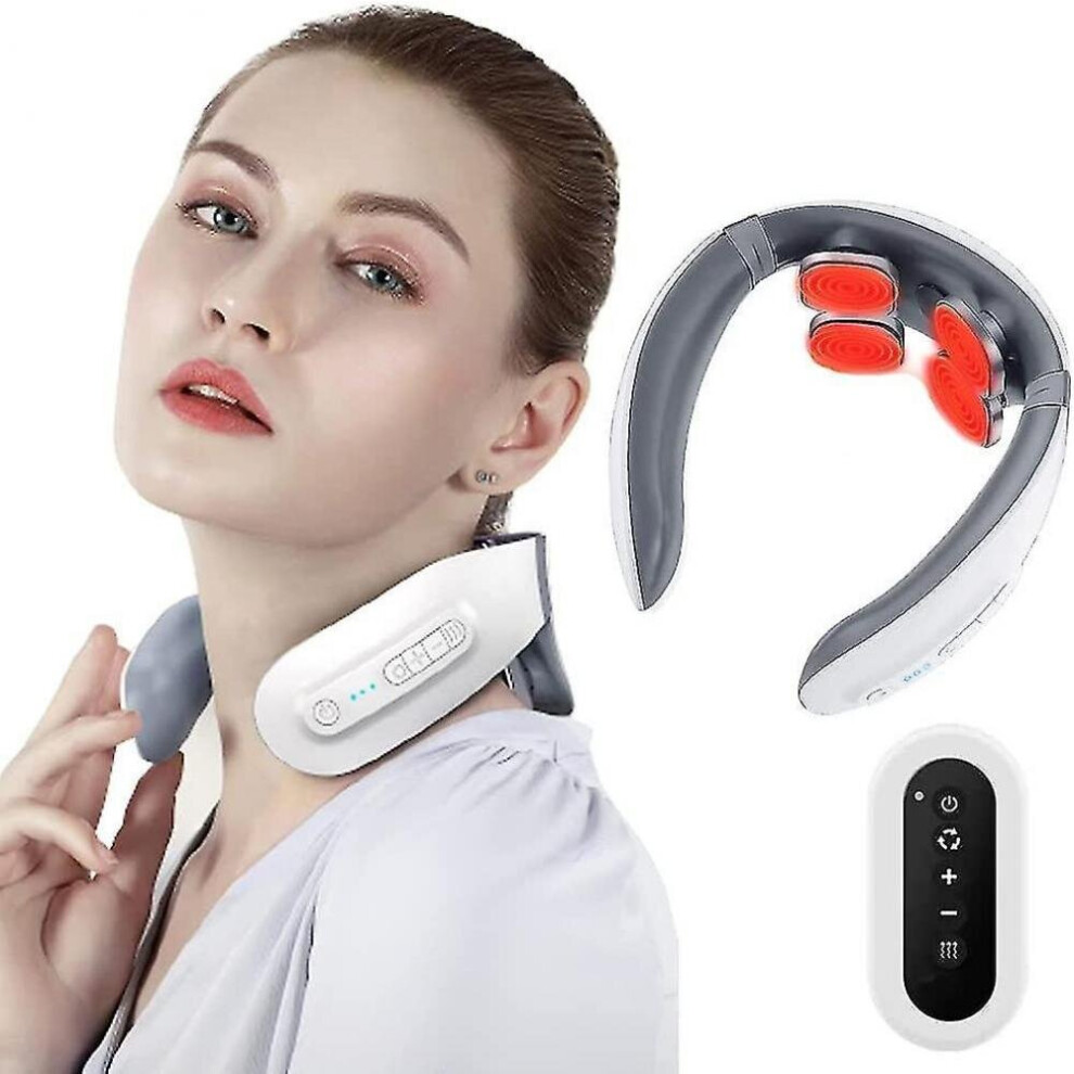 Hkhbjs Cervical Massager, Rechargeable Neck Massager, Portable, With Remote Control And Heating Function